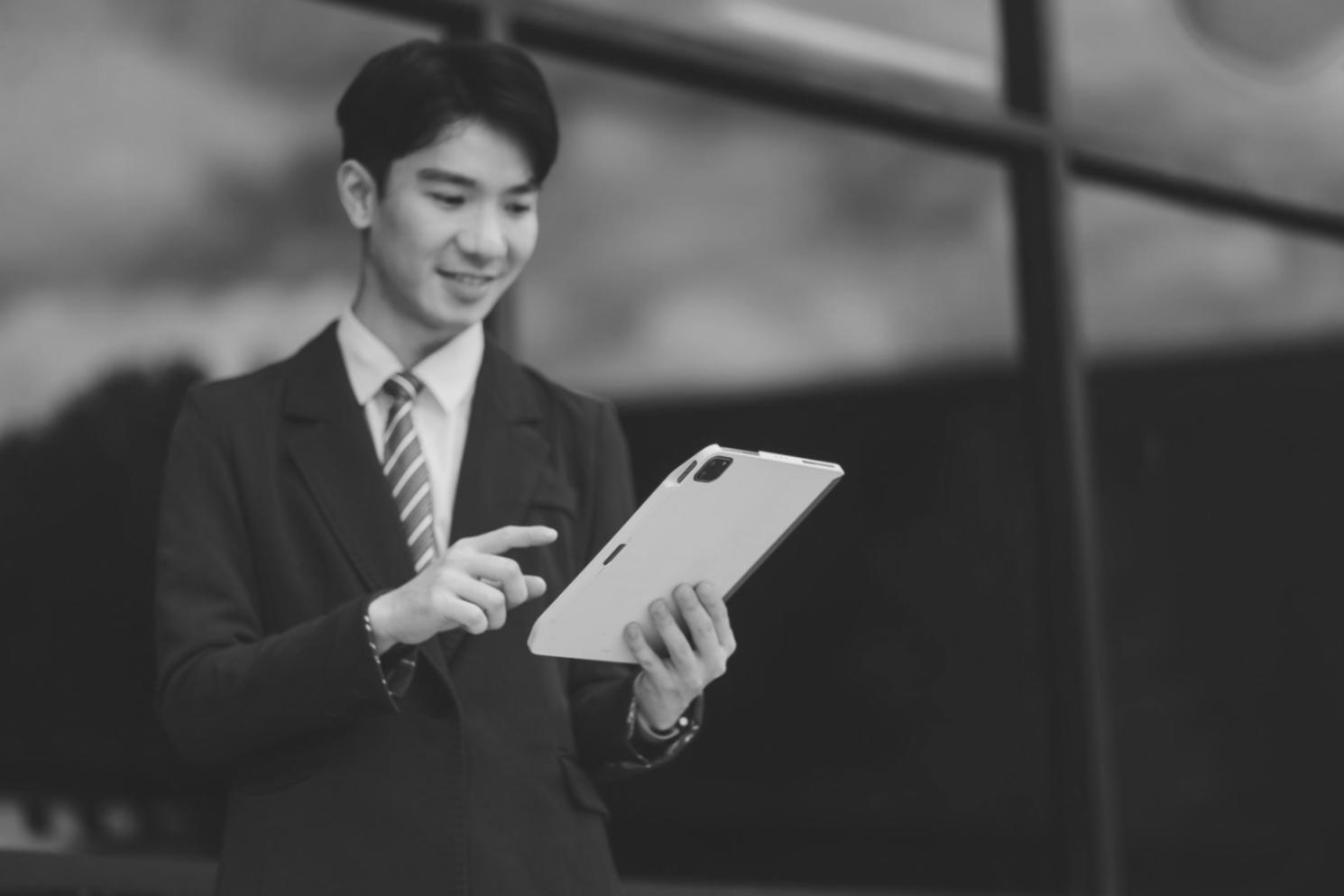 Modern retail environment showing integration of digital systems with traditional customer service